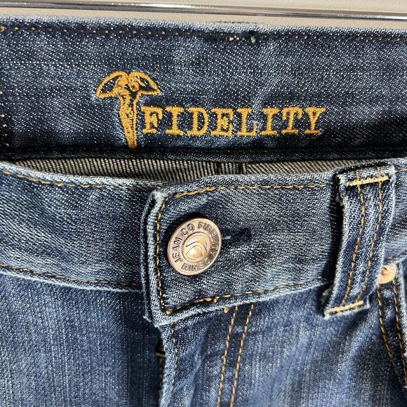 Fidelity Impala Mens 32 Blue Dark Jeans Made In USA Stretch Straight Leg - Picture 5 of 10